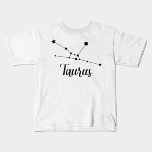 Taurus Zodiac Constellation in Black Kids T-Shirt